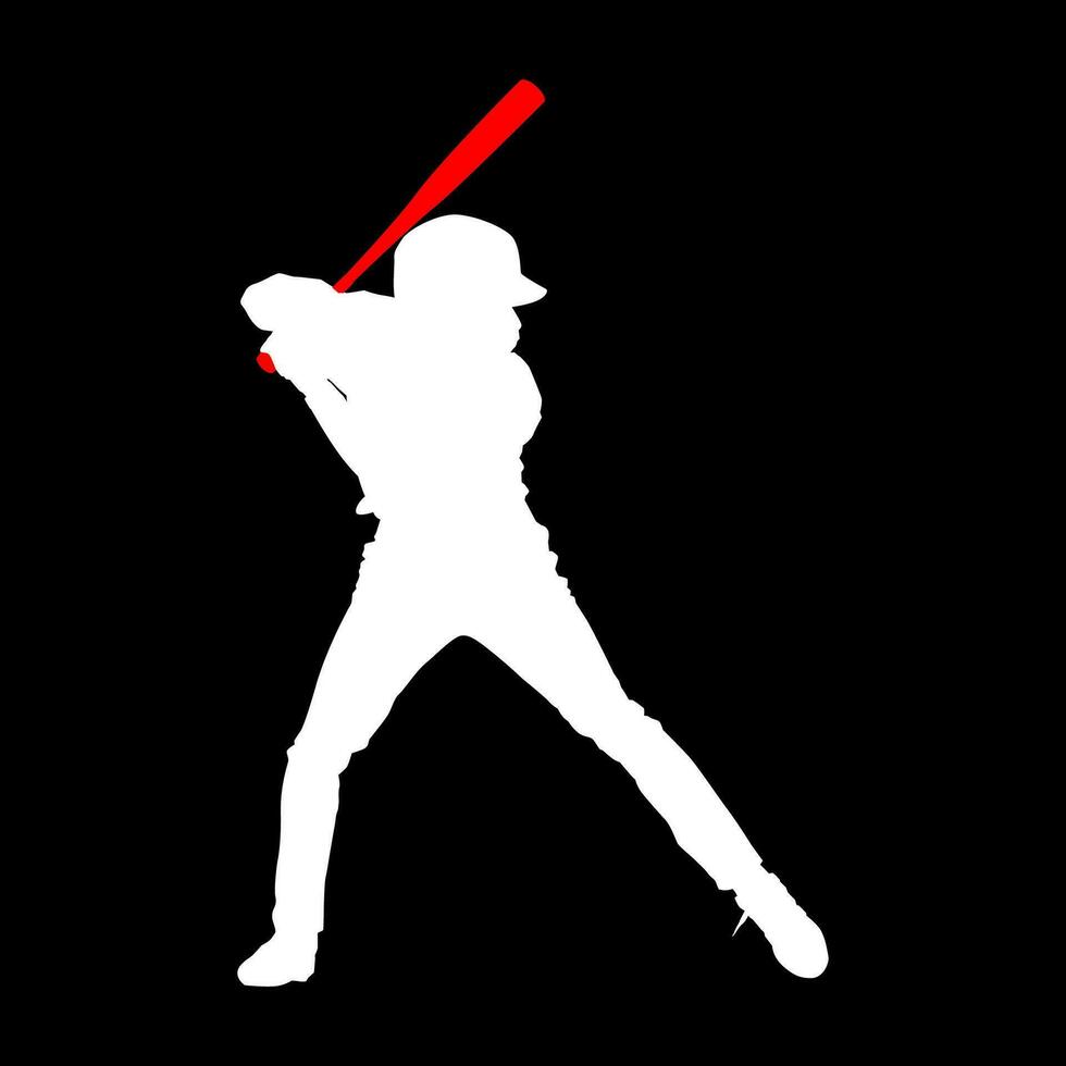 High details of baseball player silhouette. Minimal symbol and logo of sport. Fit for element design, background, banner, backdrop, cover. Vector Eps 10