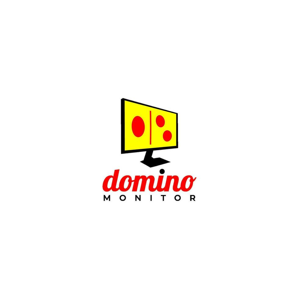 Domino Monitor Logo Design Vector