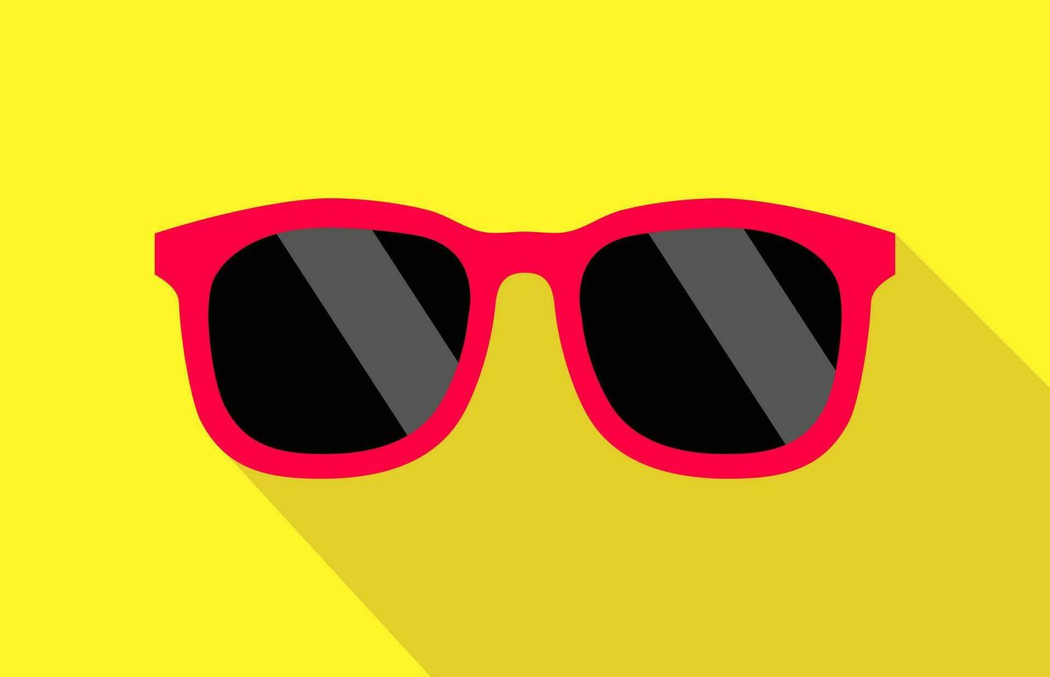 Cool Red Black Glasses Shadow Yellow Background Vector Illustration