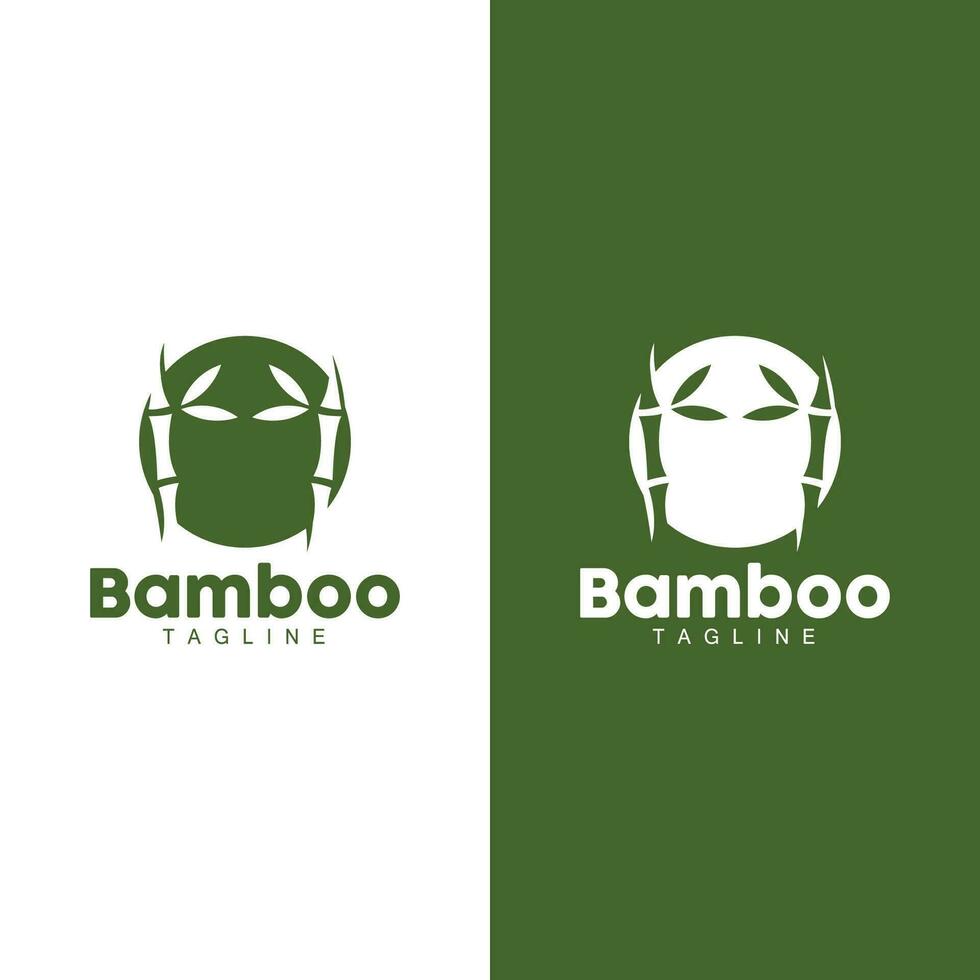 Tropical Bamboo Forest Logo, Tree Trunk and Leaf Design, Vector Illustration Symbol