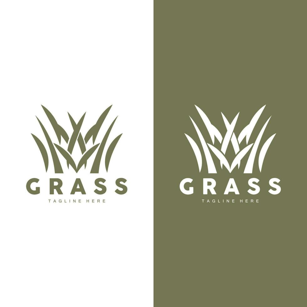 Green Grass Logo Design, Farm Landscape Illustration, Nature Design vector