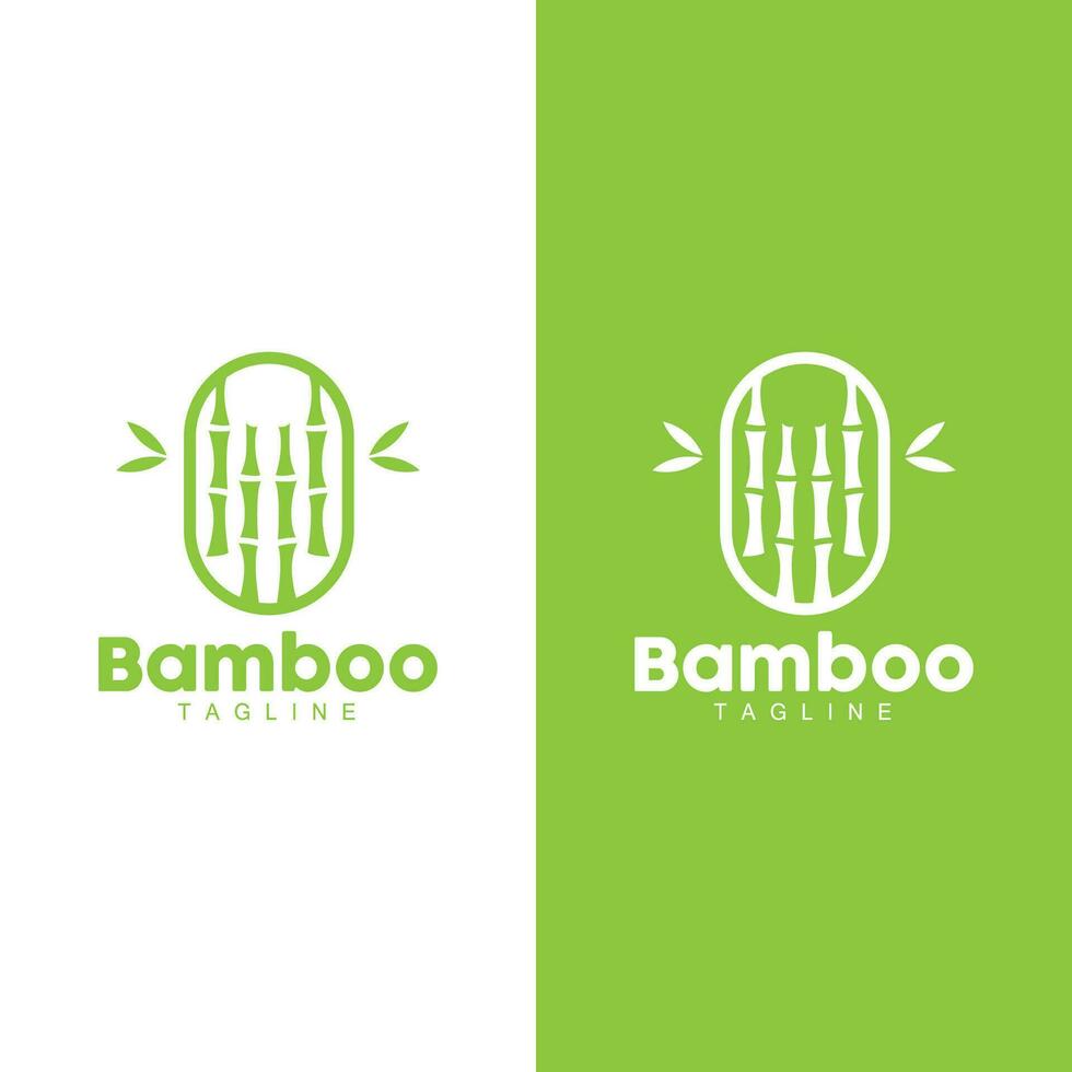 Tropical Bamboo Forest Logo, Tree Trunk and Leaf Design, Vector Illustration Symbol