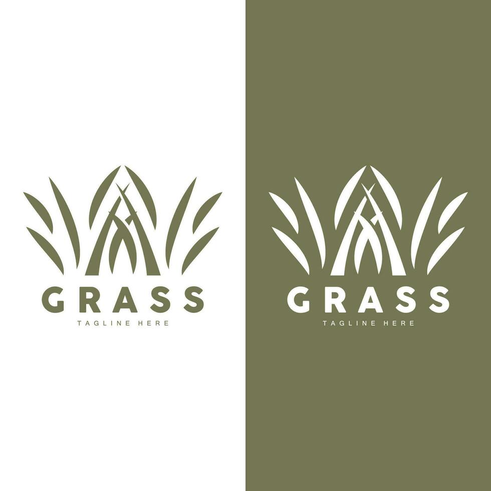 Green Grass Logo Design, Farm Landscape Illustration, Nature Design vector