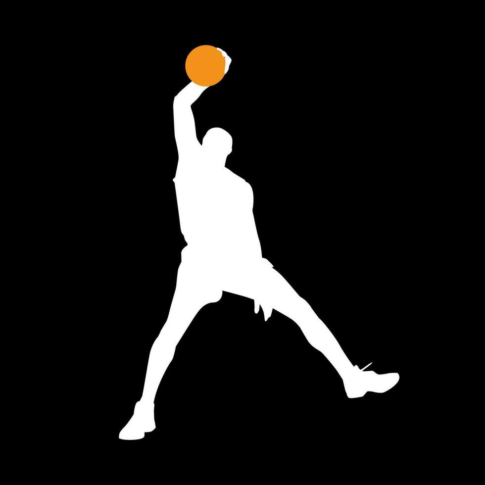 High details of basketball player silhouette. Minimal symbol and logo of sport. Fit for element design, background, banner, backdrop, cover. Vector Eps 10