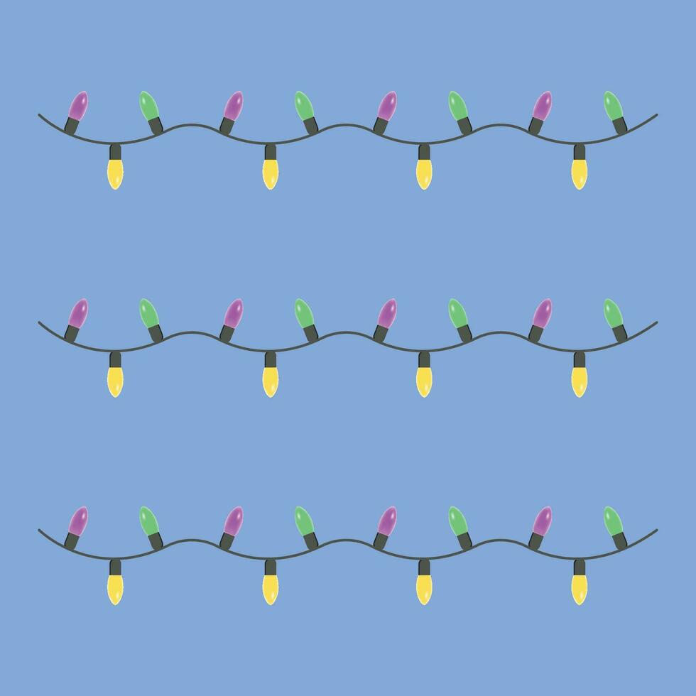 Christmas decorations with bright light garlands. vector