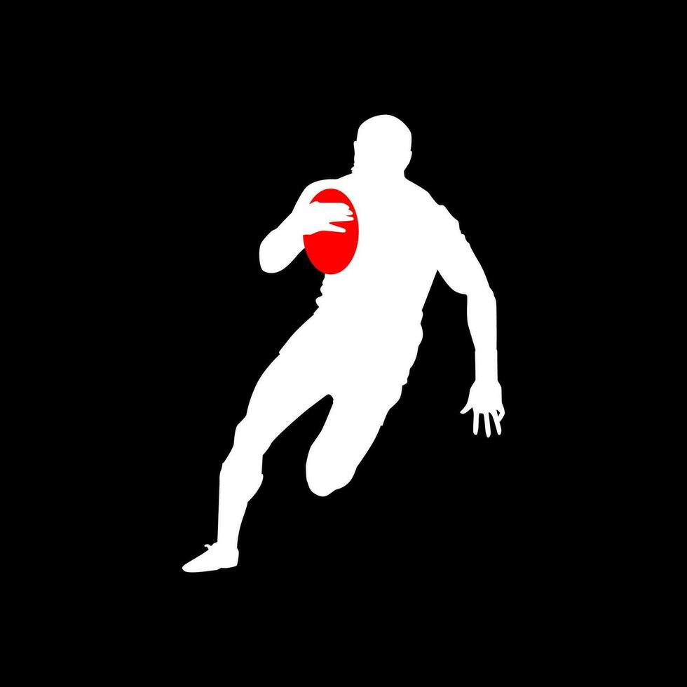 High details of rugby player silhouette. Minimal symbol and logo of sport. Isolated on background. Fit for element design, background, banner, backdrop, cover. Vector Eps 10