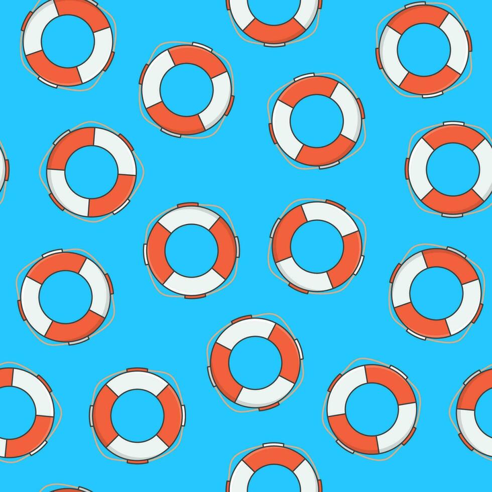 Life Saver Seamless Pattern On A White Background. Life Buoy Theme Illustration vector