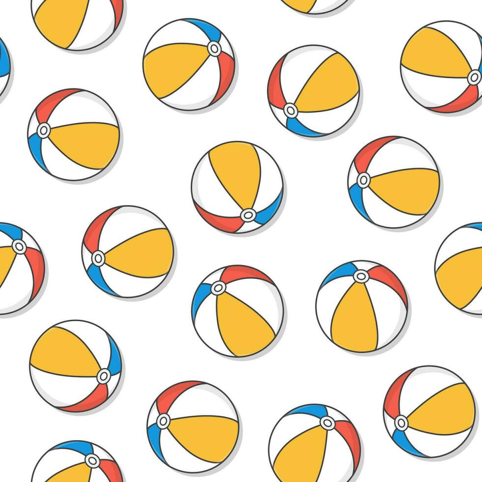 Beach Ball Seamless Pattern On A White Background. Summer Holiday Theme Illustration vector