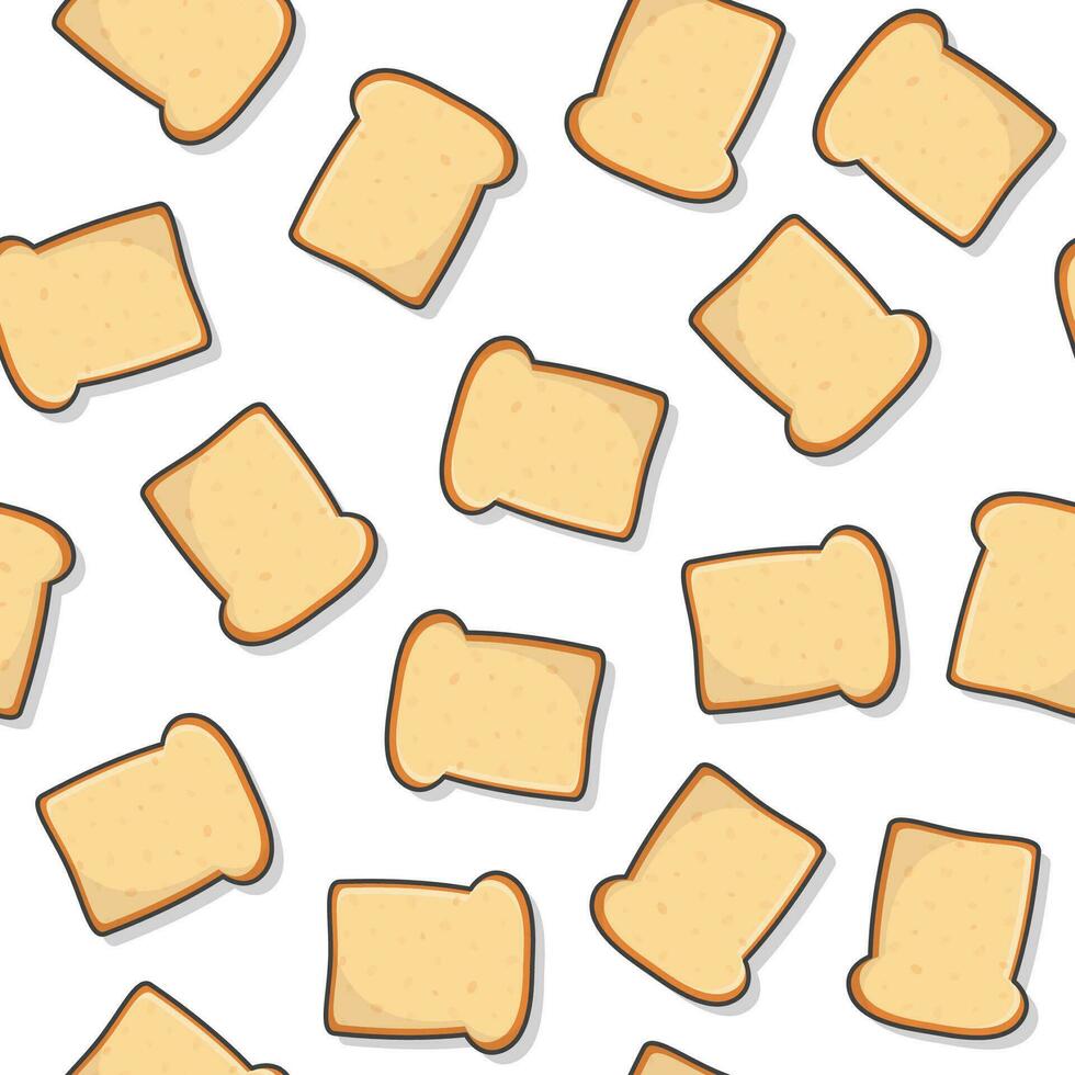 Slices Toast Bread Seamless Pattern On A White Background. Bakery Pastry Product Icon Vector Illustration