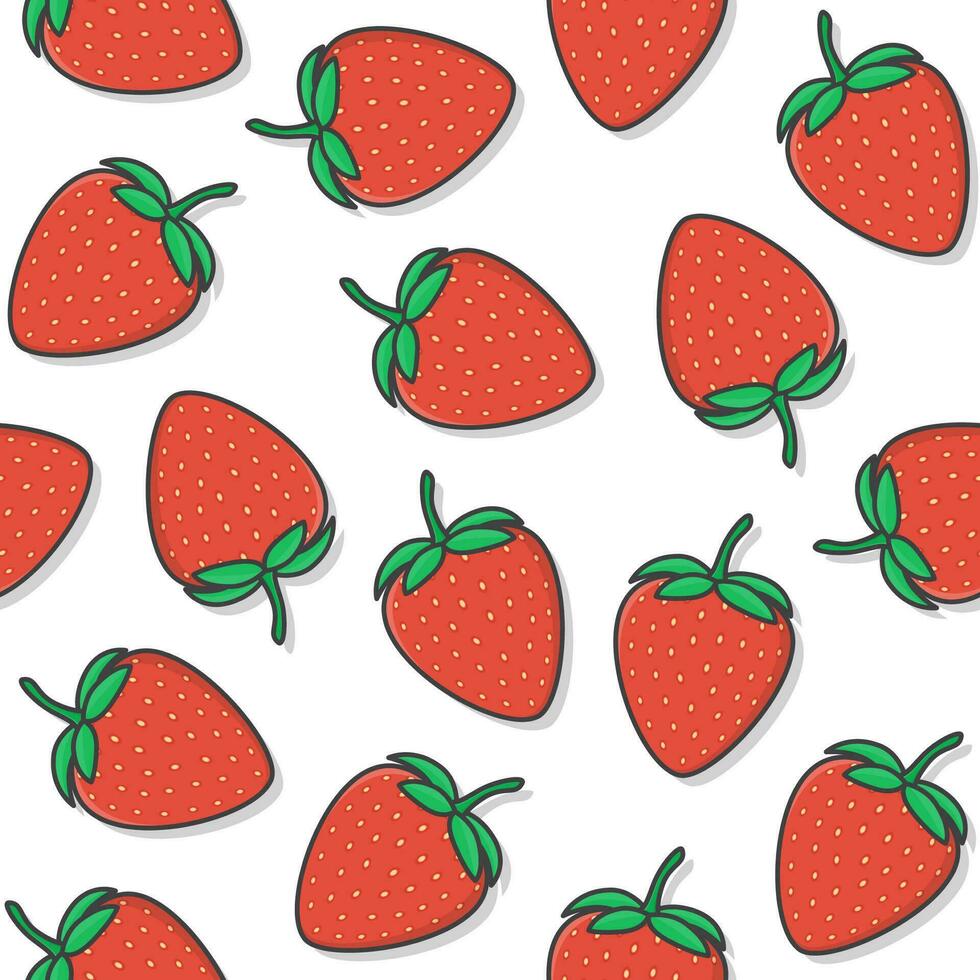 fresas sin costura modelo en un blanco antecedentes. Fresco fresa icono vector ilustración