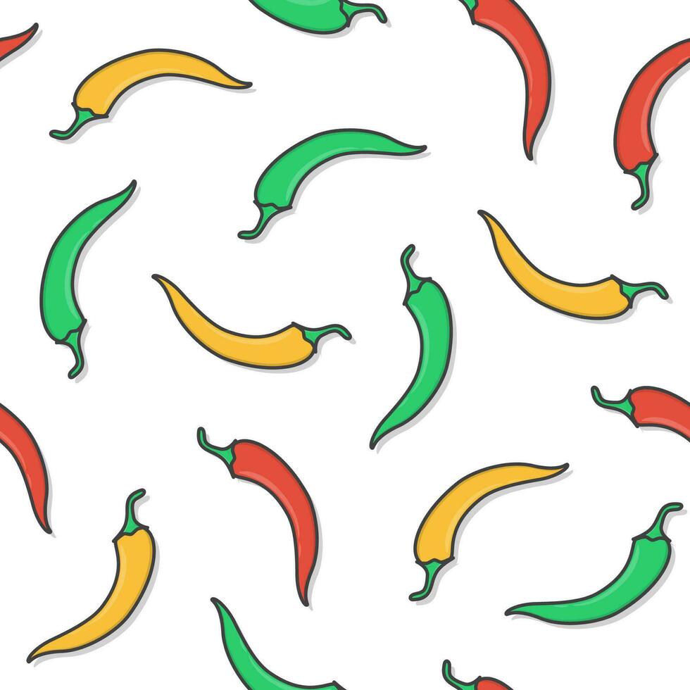 Chili Pepper Seamless Pattern On A White Background. Fresh Chili Pepper Illustration vector