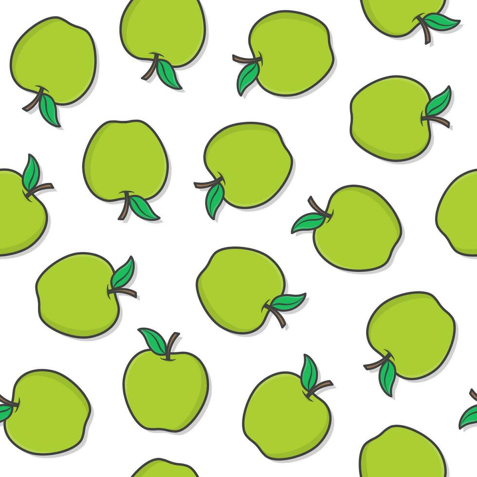 Apple Fruit Seamless Pattern On A White Background. Fresh Apple Theme Icon Illustration vector