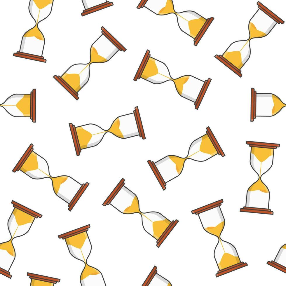 Sand Hourglass Seamless Pattern On A White Background. Sandglass Timer Icon Illustration vector