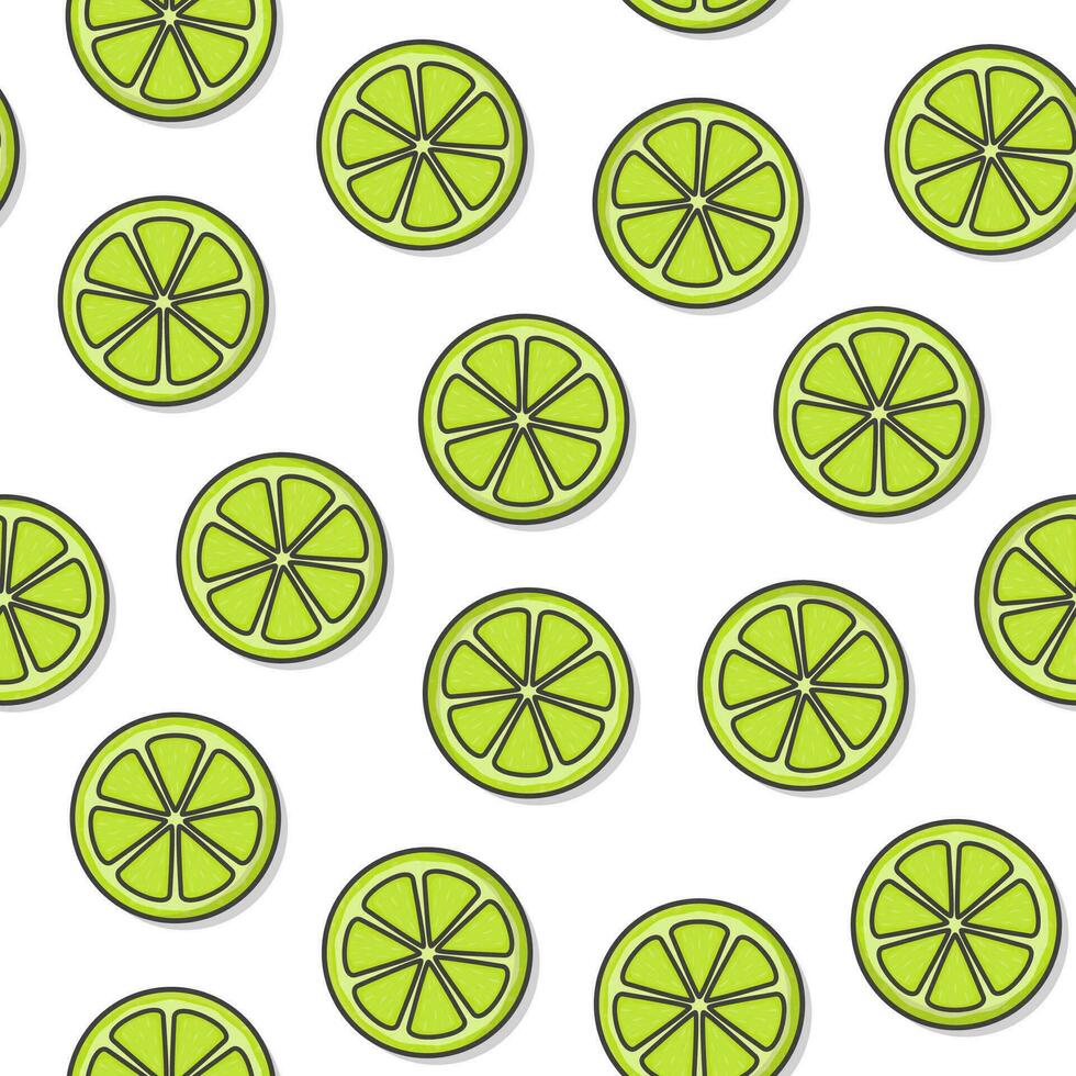 Lime Fruit Seamless Pattern On A White Background. Slice Lime Theme Illustration vector