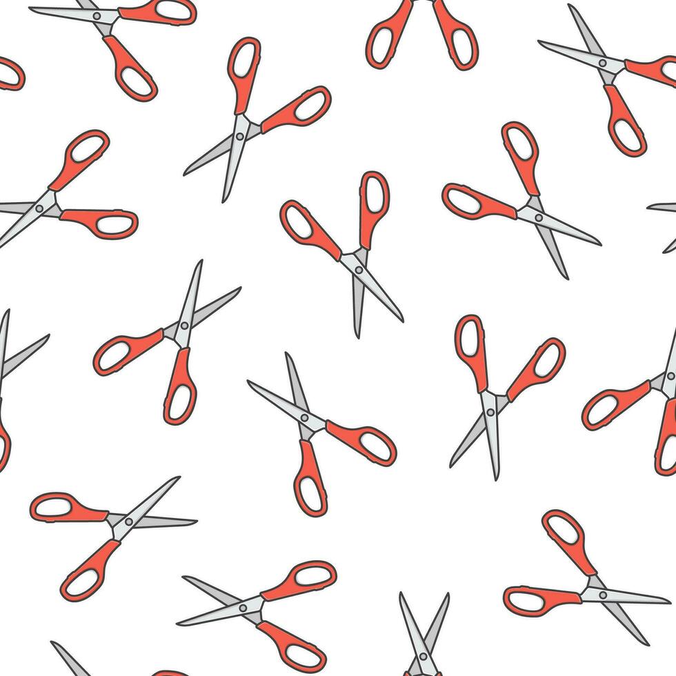 Scissors Seamless Pattern On A White Background. Scissors Theme Illustration vector