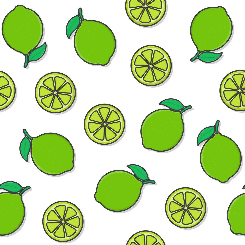 Lime Fruit Seamless Pattern On A White Background. Fresh Lime Theme Illustration vector