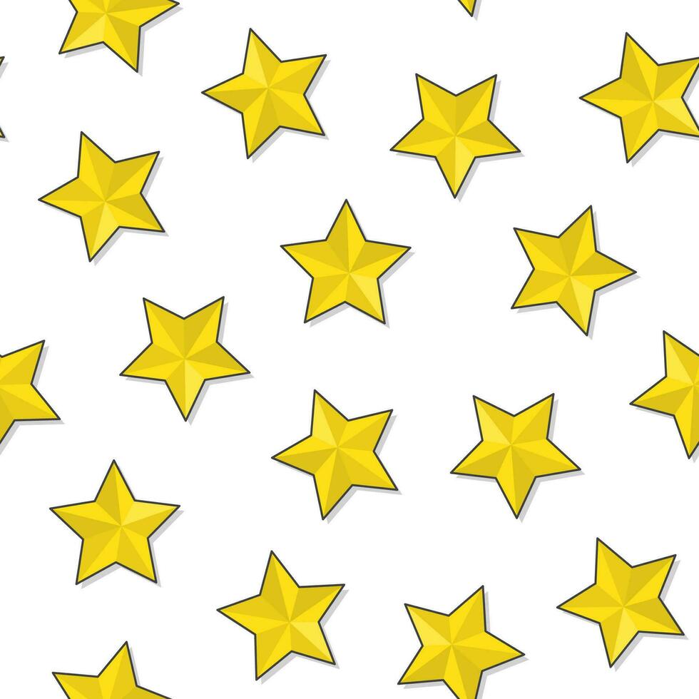 Stars Seamless Pattern On A White Background. Gold Star Theme Vector Illustration