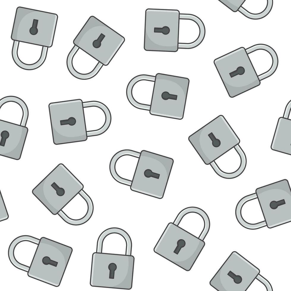 Padlock Seamless Pattern On A White Background. Lock Padlock Theme Icon Illustration vector