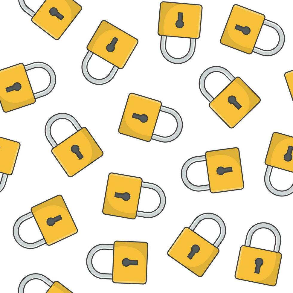 Padlock Seamless Pattern On A White Background. Lock Padlock Icon Vector Illustration