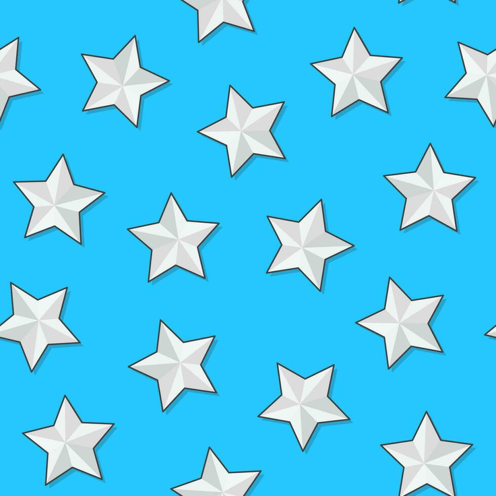 Stars Seamless Pattern On A Blue Background. Star Theme Vector Illustration