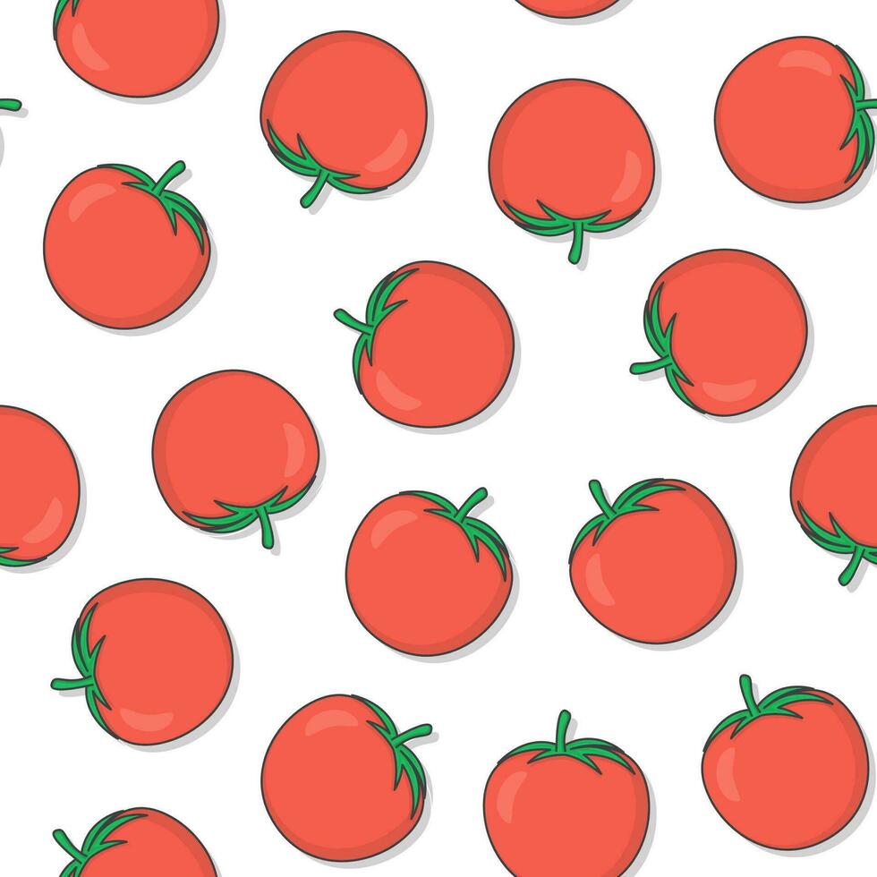 Fresco tomate sin costura modelo en un blanco antecedentes. Tomates tema ilustración vector