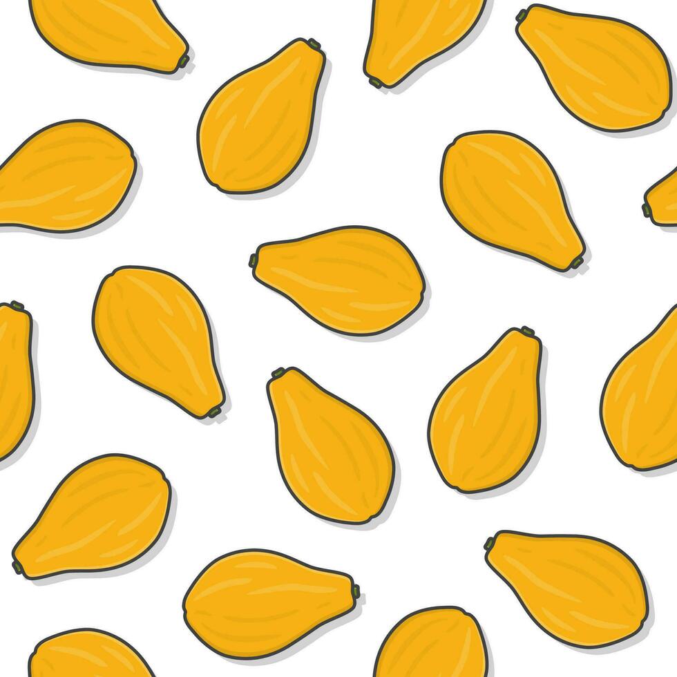 Papaya Fruit Seamless Pattern On A White Background. Fresh Papaya Icon Vector Illustration