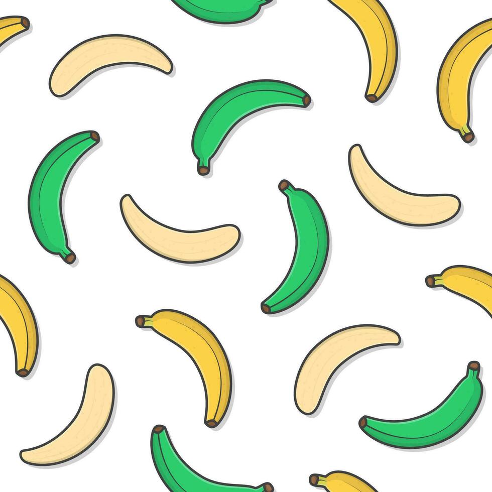 Banana Fruit Seamless Pattern On A White Background. Fresh Banana Theme Illustration vector