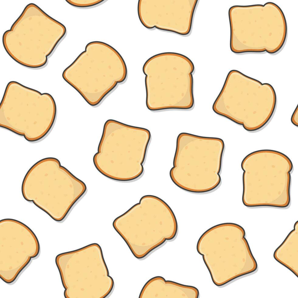 Slices Toast Bread Seamless Pattern On A White Background. Bakery Pastry Product Theme Illustration vector