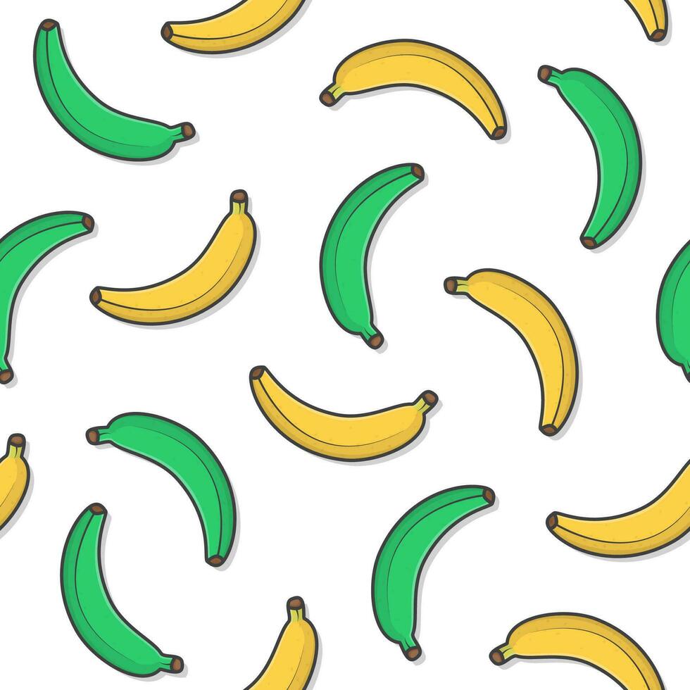 Banana Fruit Seamless Pattern On A White Background. Fresh Banana Theme Icon Illustration vector