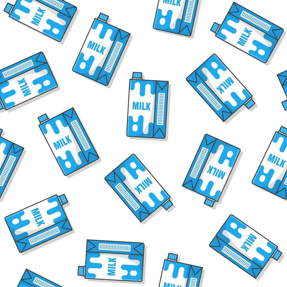 Drink Milk Product Seamless Pattern On A White Background. Milk Carton Boxes Icon Vector Illustration