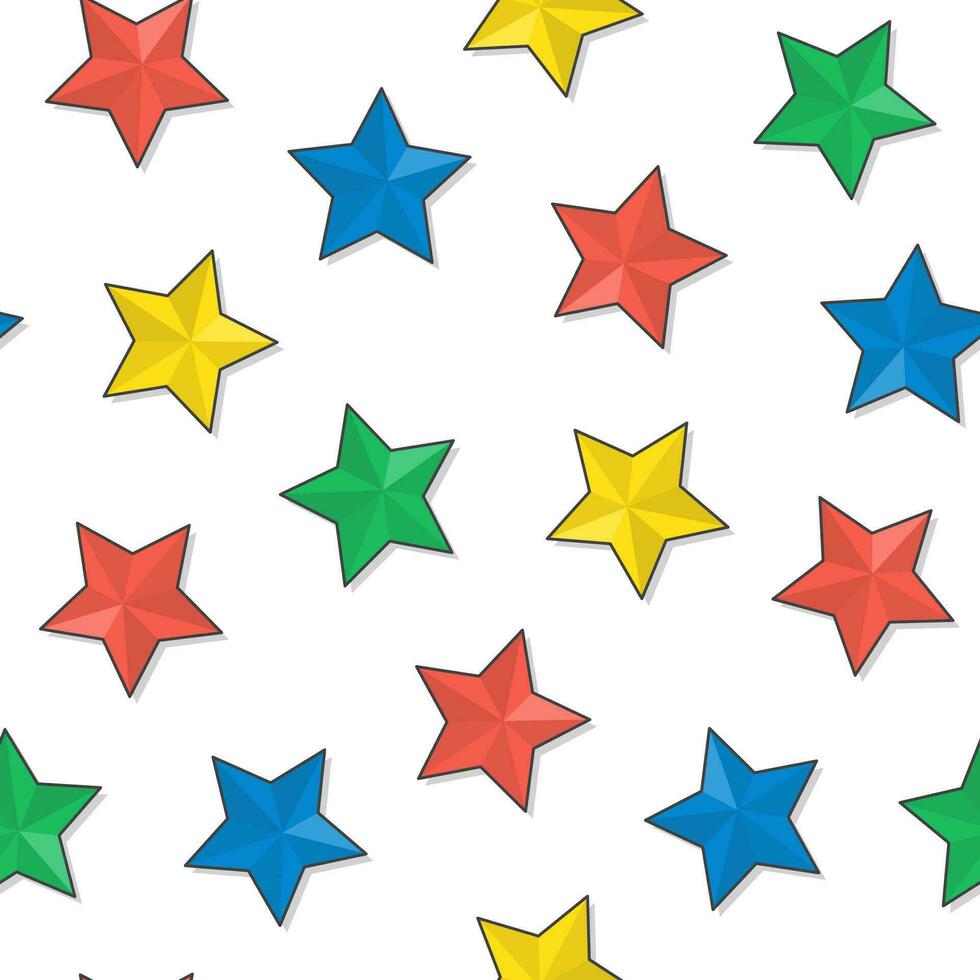 Stars Seamless Pattern On A White Background. Colorful Star Theme Vector Illustration