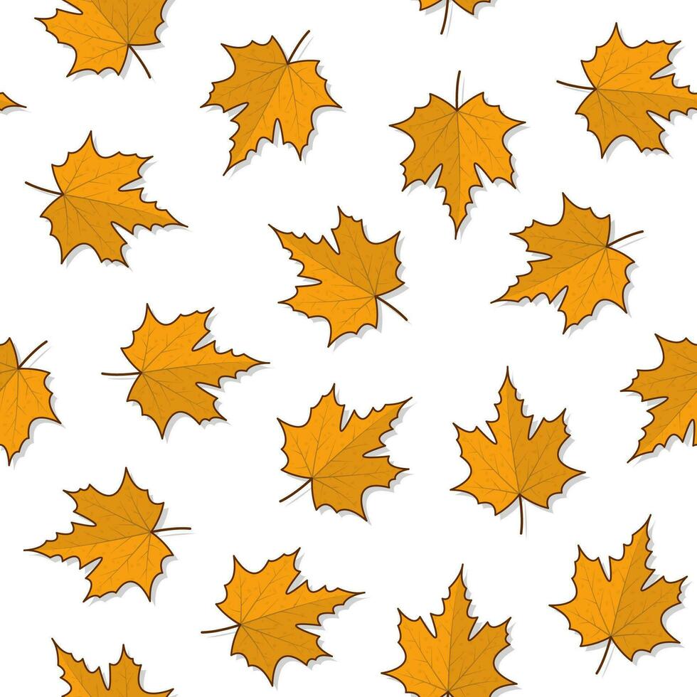 Autumn Leaves Seamless Pattern On A White Background. Autumn Leaves Or Fall Foliage Icon Vector Illustration