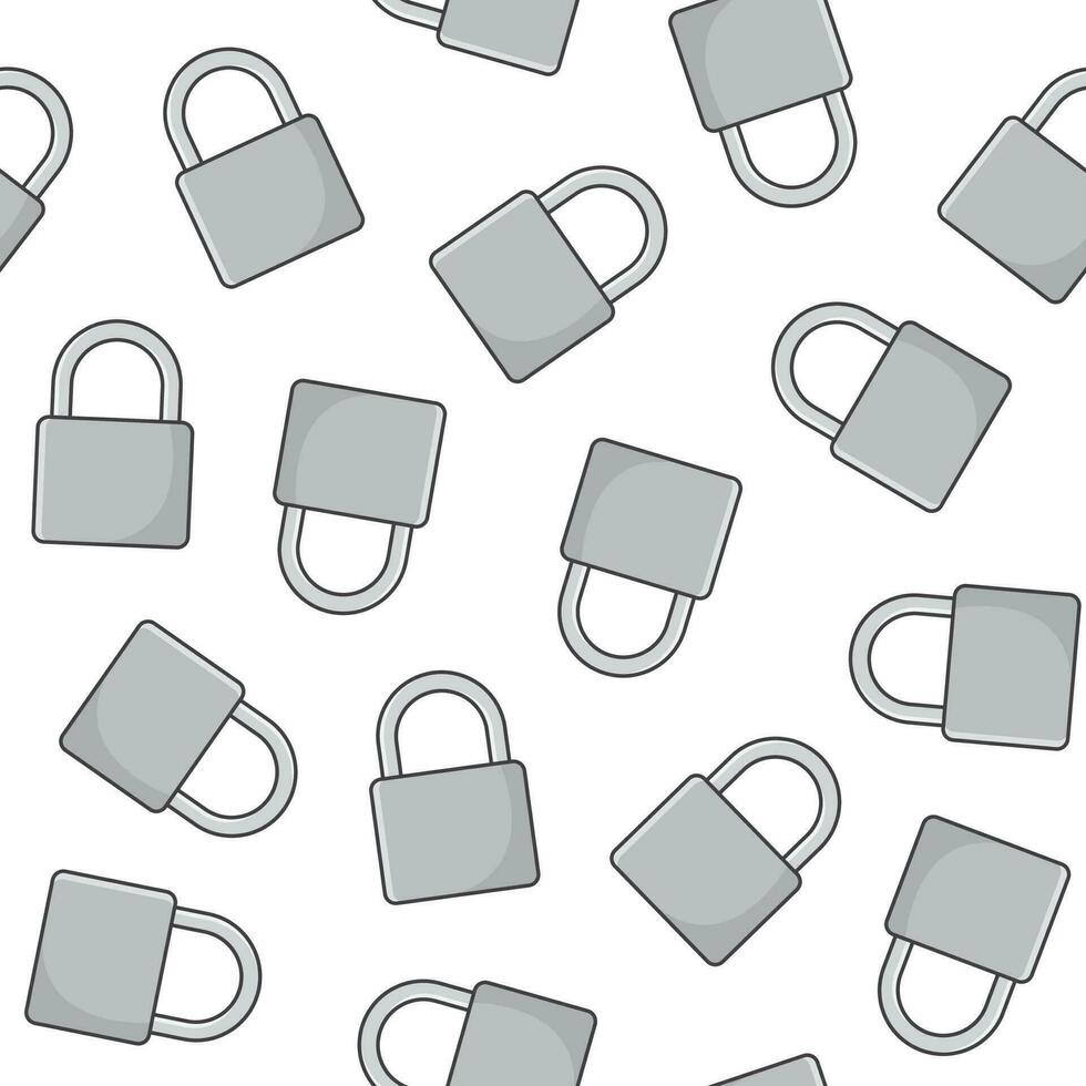 Padlock Seamless Pattern On A White Background. Lock Padlock Theme Icon Vector Illustration