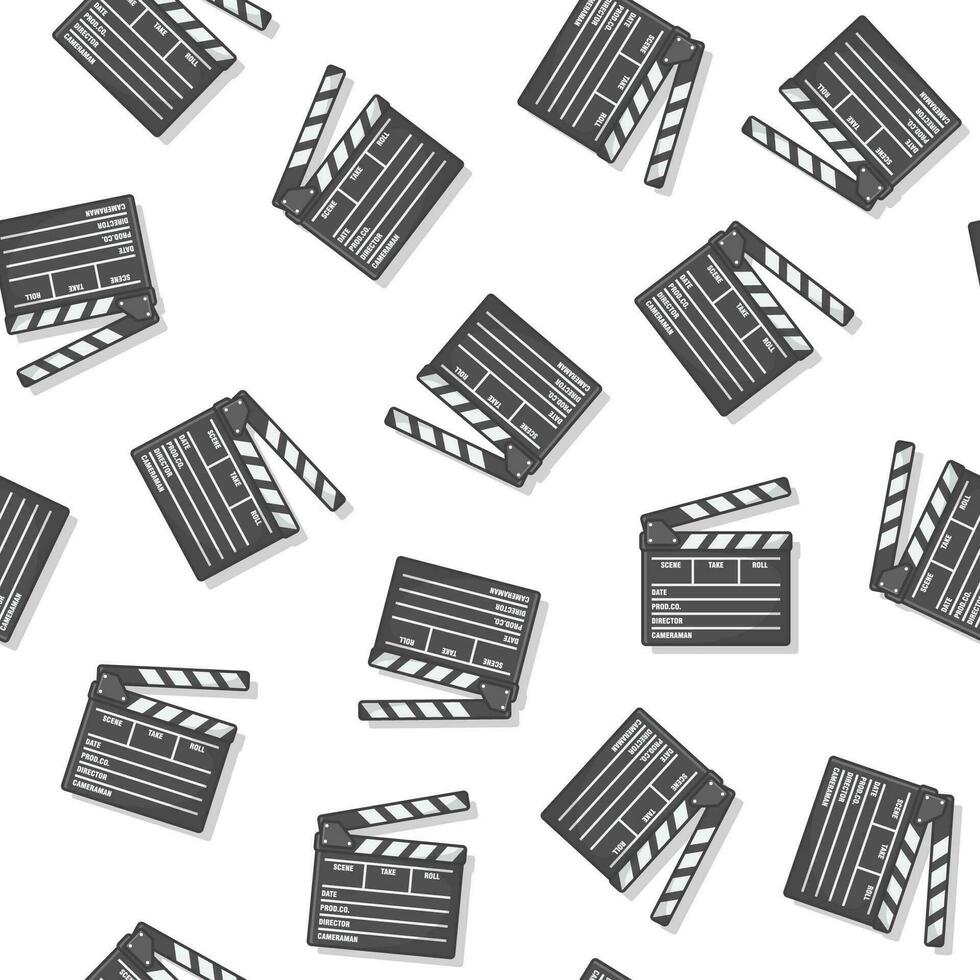 Movie Clapper Board Seamless Pattern On A White Background. Movie Production Icon Vector Illustration