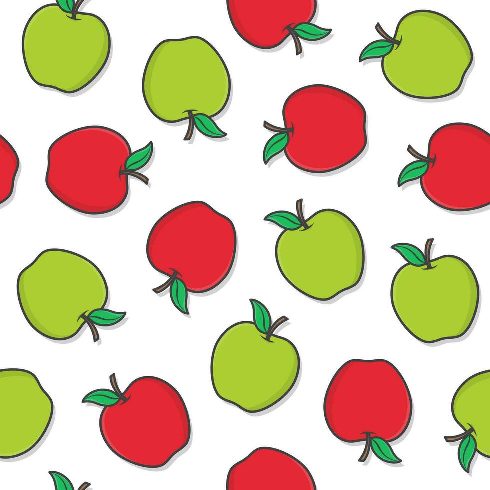 Apple Fruit Seamless Pattern On A White Background. Fresh Apple Theme Illustration vector