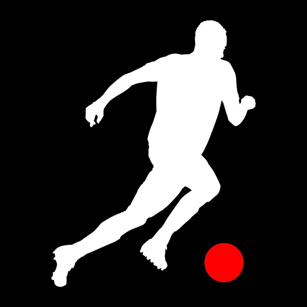 High details of soccer player silhouette. Minimal symbol and logo of sport. Fit for element design, background, banner, backdrop, cover. Vector Eps 10