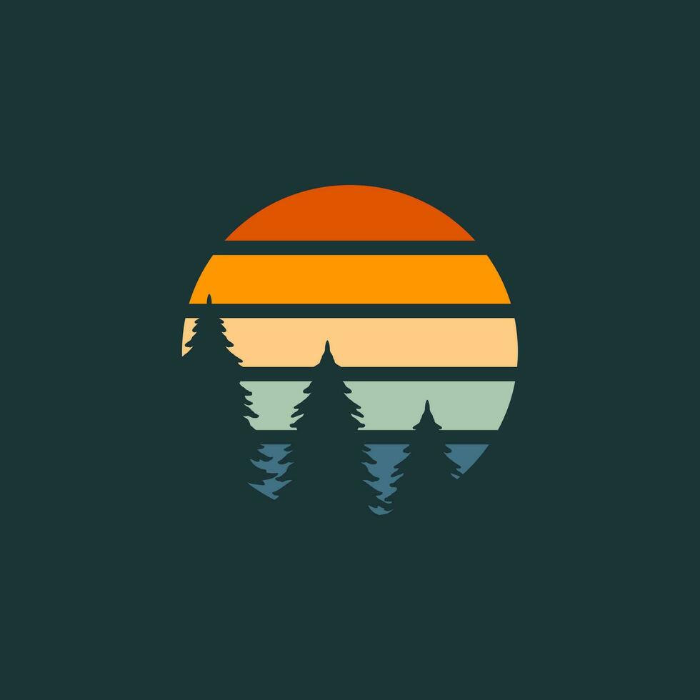 Retro Sunset Logo Element Vector Template . Sunset Logo Element . Travel Logo