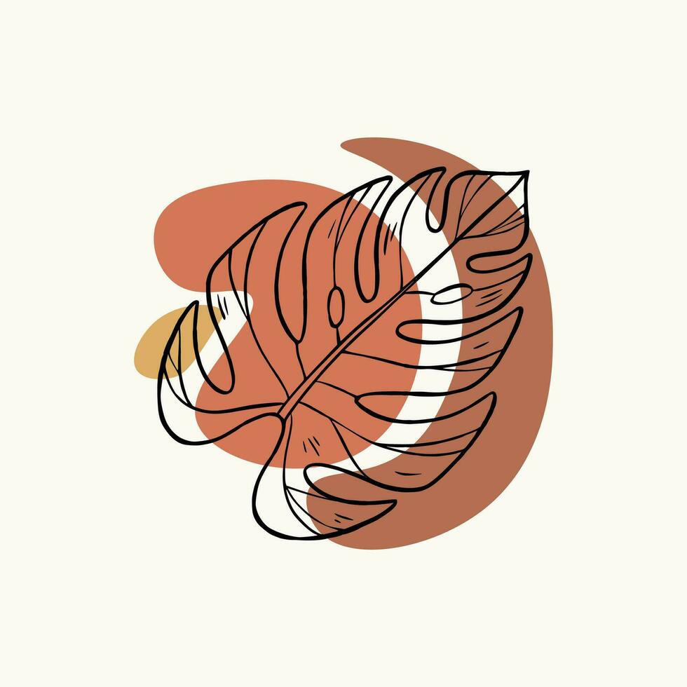 Monstera Leaf Aesthetic Shape Element . Tropical Abstract Aestehtic . Monstera Leaf Canvas Template . vector