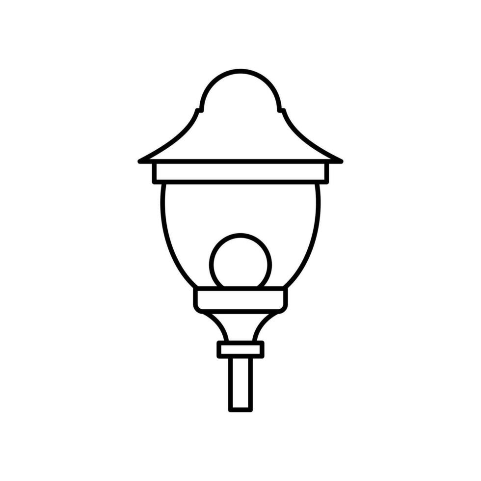 Lamp Garden Line Element Vector . Lamp Garden Decoration .