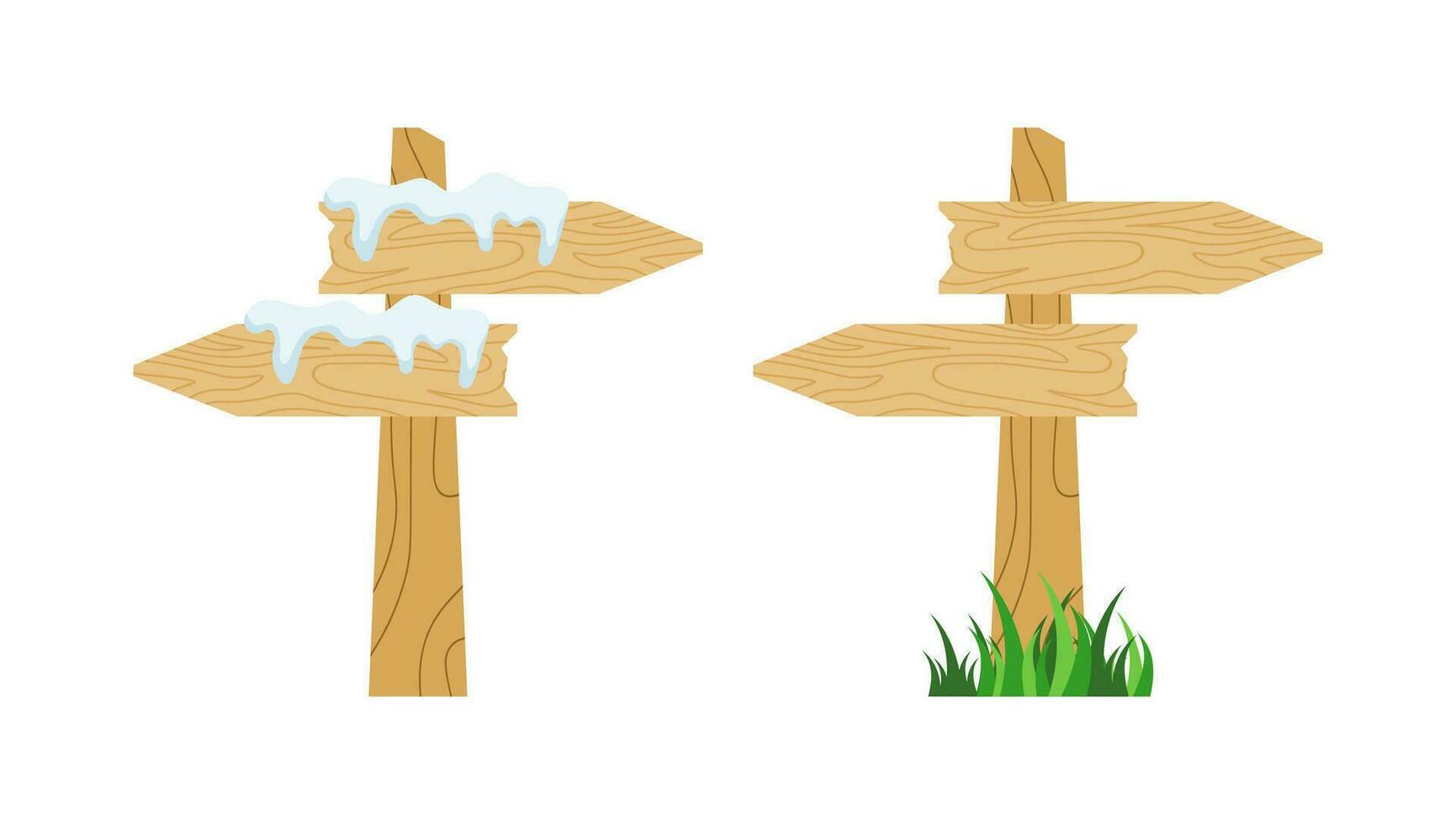 Wooden Sign Board . Wooden Sign with Snow Caps . vector