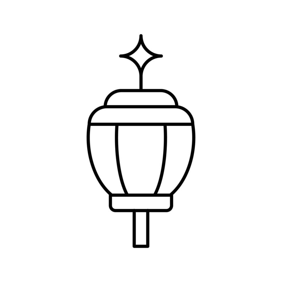 Lamp Garden Line Element Vector . Lamp Garden Decoration .
