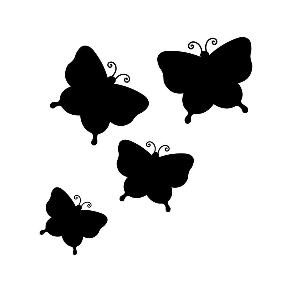 mariposa silueta vector gratis , negro mariposa vector elemento