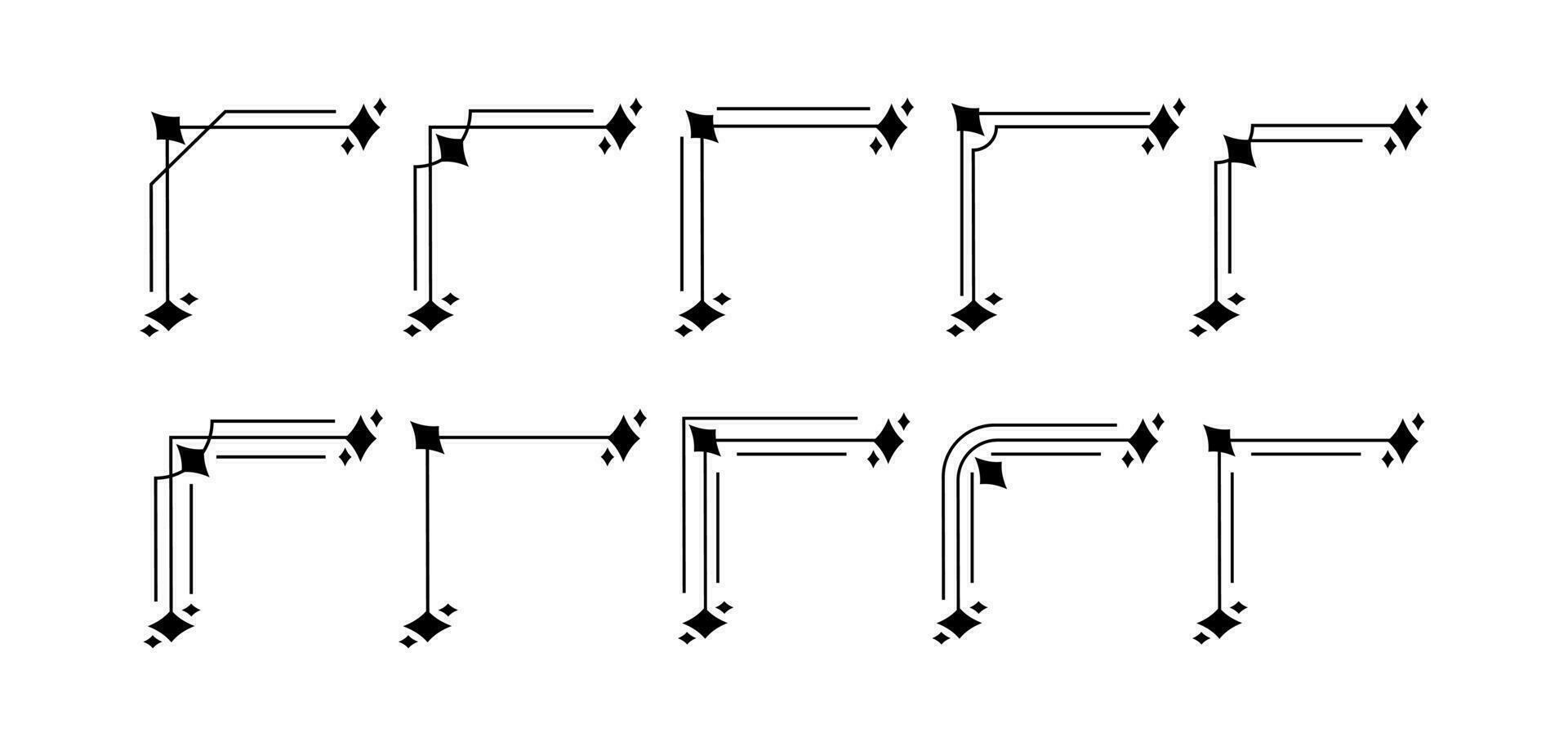 estético línea esquina frontera marco con estrella vector modelo .