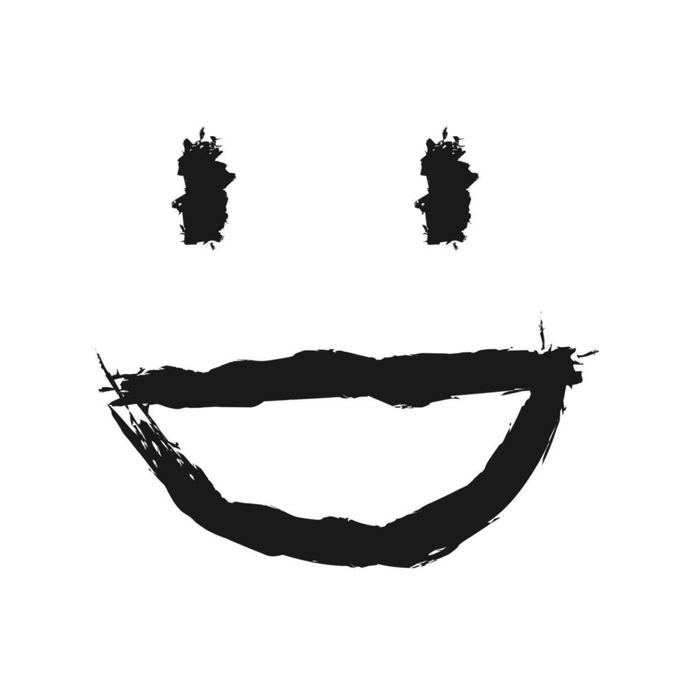 Smile Paint Brush Grunge Vector Icon