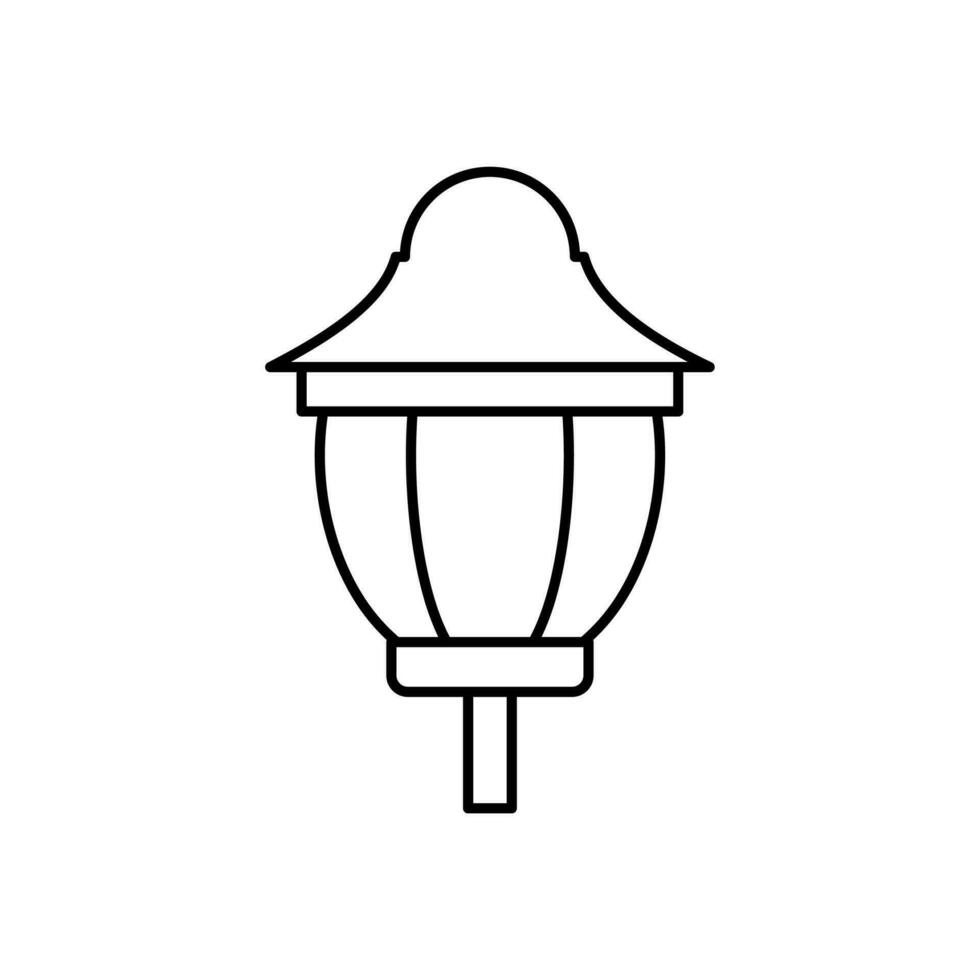 Lamp Garden Line Element Vector . Lamp Garden Decoration .