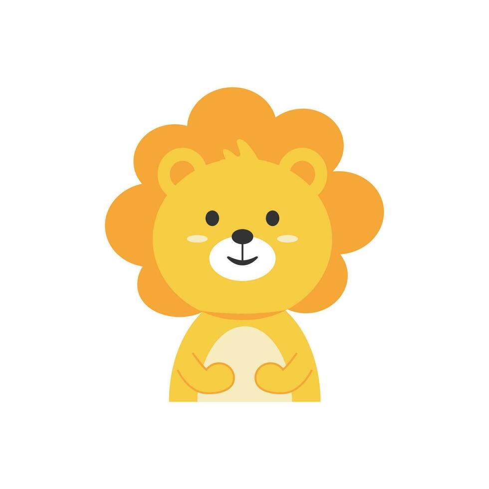Lion Animal Cute Illustration Vector . Character Cute Animal . Baby Animal Illustration .
