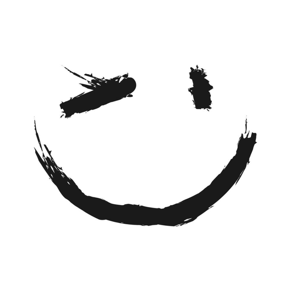 Smile Paint Brush Grunge Vector Icon