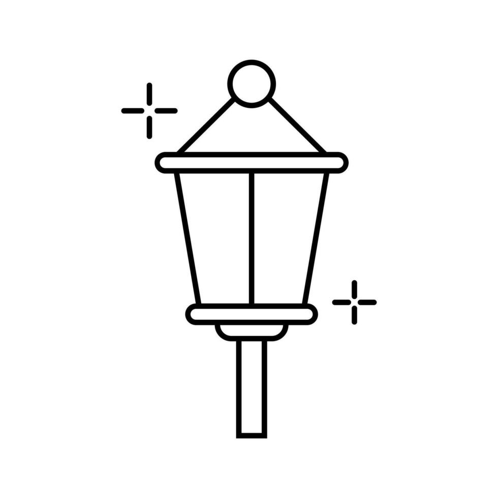 Lamp Garden Line Element Vector . Lamp Garden Decoration .