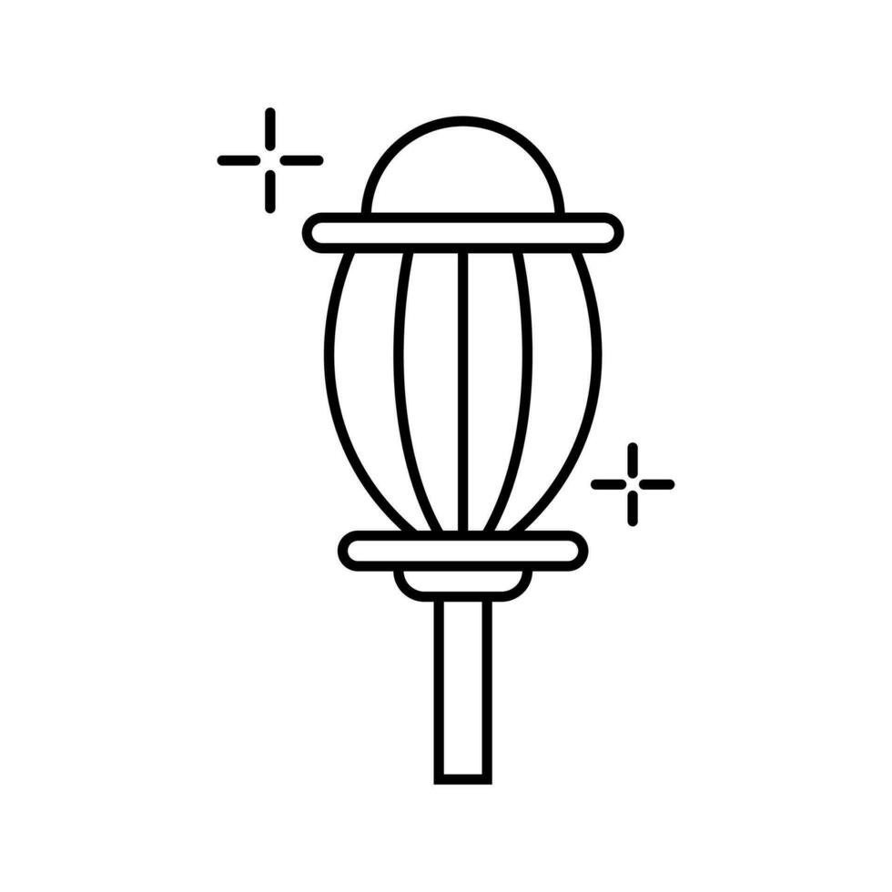 Lamp Garden Line Element Vector . Lamp Garden Decoration .