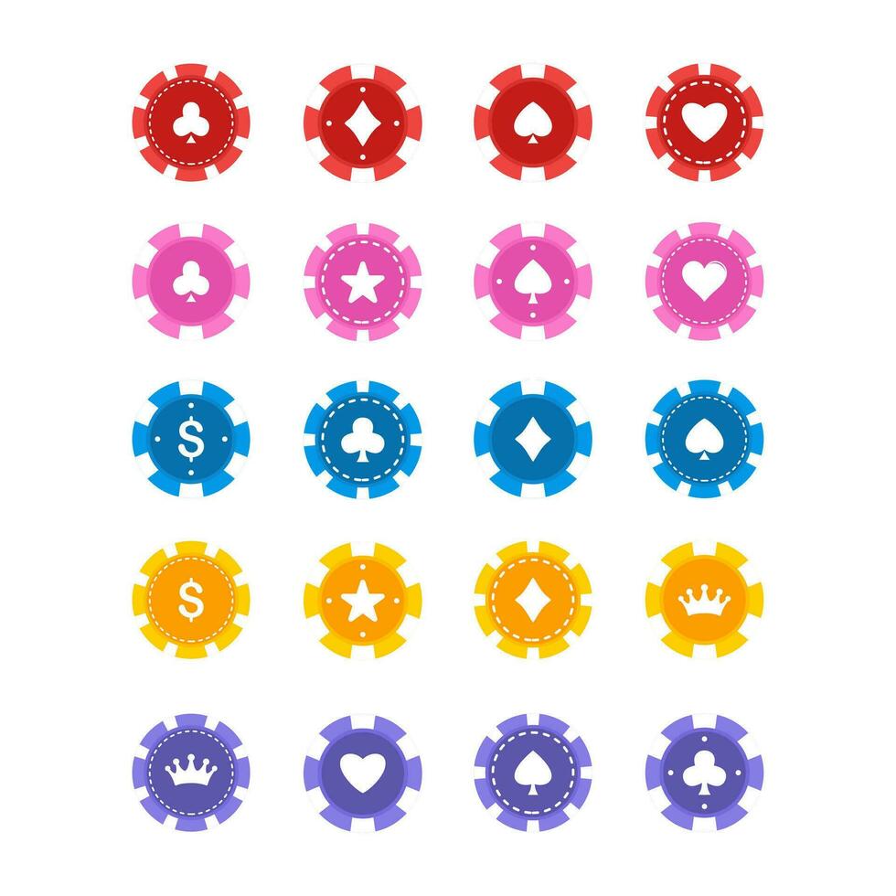 Casino Chips Element Vector Collection Set , Poker Chips Vector
